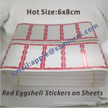 Blanks Egg Shell Stickers Printed One Color,eggshell Vinyl Label Sticker On Sheets 